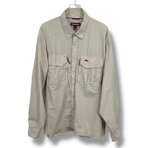 Simms Guide shirt men's 3XL vented long tab sleeve fishing outdoor pockets tan